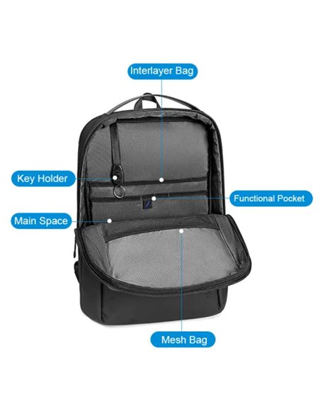 ARCTIC HUNTER τσάντα πλάτης B00574 με θήκη laptop 15.6", 10L, γκρι