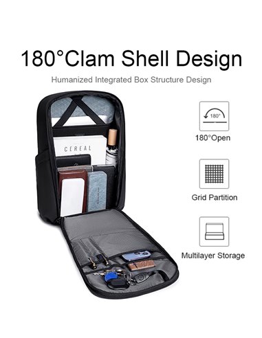 ARCTIC HUNTER τσάντα πλάτης B00559 με θήκη laptop 15.6", 21L, μαύρη