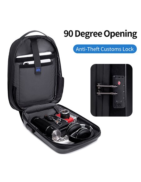 ARCTIC HUNTER τσάντα πλάτης B00487 με θήκη laptop 15.6", λουκέτο TSA, 22L, μαύρη