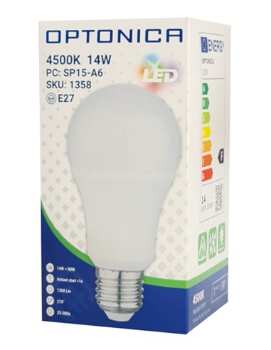 OPTONICA LED λάμπα A60 1358, 14W, 4500K, E27, 1380lm