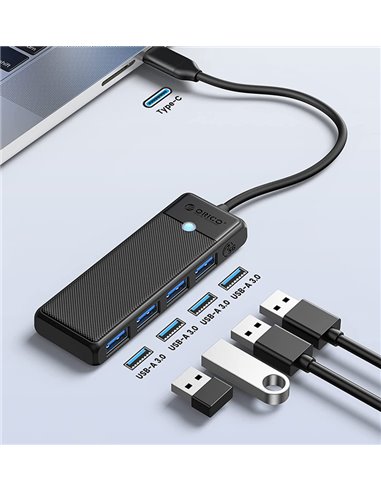 ORICO USB hub PAPW4A-C3, 4x θυρών, 5Gbps, USB-C σύνδεση, μαύρο
