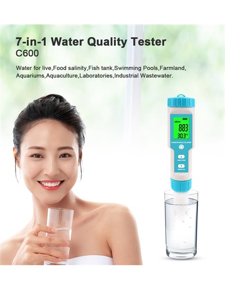 NOYAFA tester ποιότητας νερού C-600, TDS/EC/PH/SALT/S.G/ORP/0-60 °C