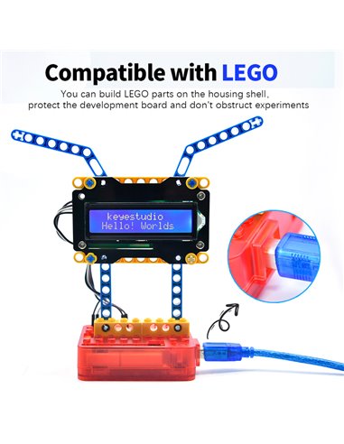 KEYESTUDIO θήκη για Arduino UNO R3 67800277, συμβατή με LEGO, μαύρη