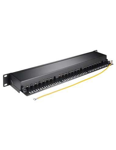 GOOBAY patch panel 90854, 19"/1U, 24x ports, CAT 6a STP, μαύρo