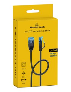 POWERTECH καλώδιο δικτύου PTR-0142 Cat 6a U/UTP, copper, slim, 1m, μαύρο