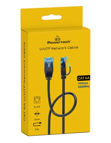 POWERTECH καλώδιο δικτύου PTR-0142 Cat 6a U/UTP, copper, slim, 1m, μαύρο
