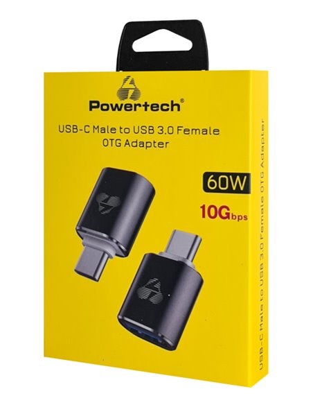POWERTECH αντάπτορας USB-C σε USB 3.0 PTR-0148, 10 Gbps, 60W, γκρι