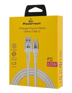 POWERTECH καλώδιο USB-C σε USB PTR-0160, 60W, 480Mbps, 1m, λευκό