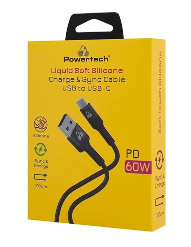 POWERTECH καλώδιο USB-C σε USB PTR-0161, σιλικόνης, 60W, 480Mbps, 1m, μαύρο