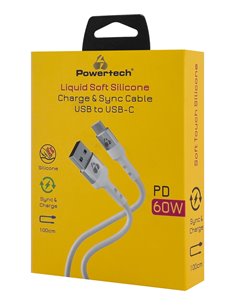 POWERTECH καλώδιο USB-C σε USB PTR-0162, σιλικόνης, 60W, 480Mbps, 1m, λευκό