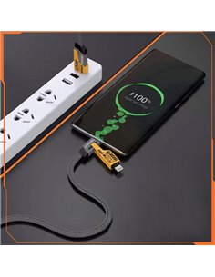 POWERTECH καλώδιο USB-C/USB σε USB-C/Lightning PTR-0164, 65W, 480Mbps, 1m, μαύρο