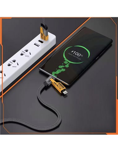 POWERTECH καλώδιο USB-C/USB σε USB-C/Lightning PTR-0164, 65W, 480Mbps, 1m, μαύρο