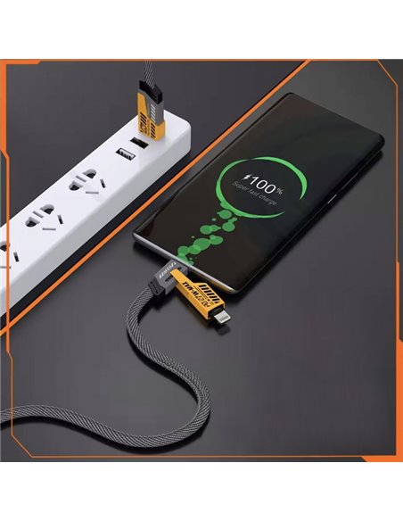 POWERTECH καλώδιο USB-C/USB σε USB-C/Lightning PTR-0164, 65W, 480Mbps, 1m, μαύρο