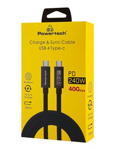 POWERTECH καλώδιο USB-C PTR-0165, USB4, 240W, 40Gbps, 8K/60Hz, 1m, μαύρο