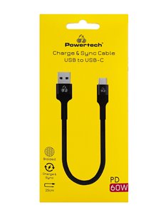 POWERTECH καλώδιο USB-C σε USB PTR-0166, 60W, 480Mbps, 25cm, μαύρο