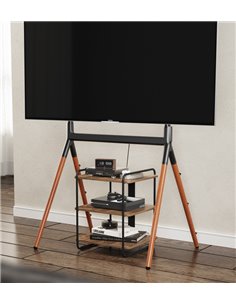 BRATECK ραφιέρα δαπέδου SFR-04, 45.4x40x49.6cm, έως 90kg, καφέ-μαύρο