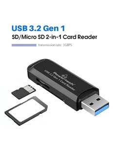 POWERTECH card reader PT-1112 για SD & micro SD, USB 3.2, 5Gbps, μαύρο