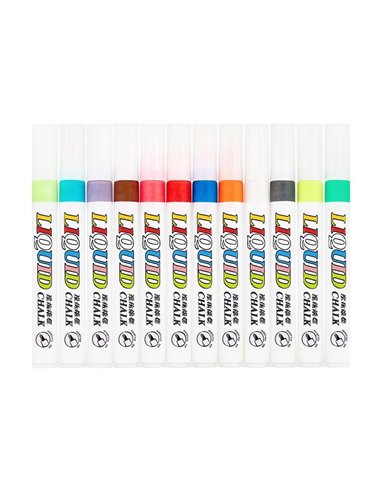 Μαρκαδόροι υγρής κιμωλίας neon σετ 12τμχ.