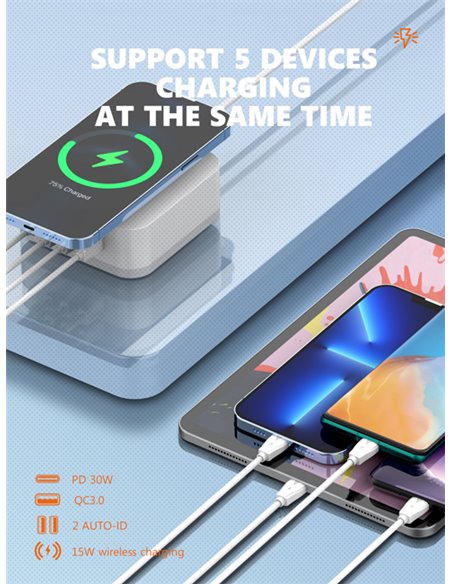 LDNIO σταθμός φόρτισης AW004, USB-C/3x USB/wireless, 32W, PD/QC, λευκός