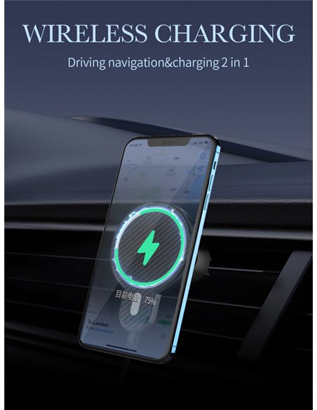 LDNIO ασύρματος φορτιστής & βάση αυτοκινήτου MA20, 15W, μαύρο