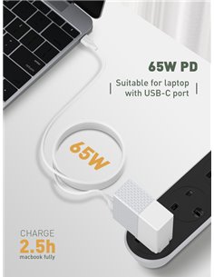 LDNIO καλώδιο USB-C σε USB-C LC121C, 65W PD, 1m, λευκό