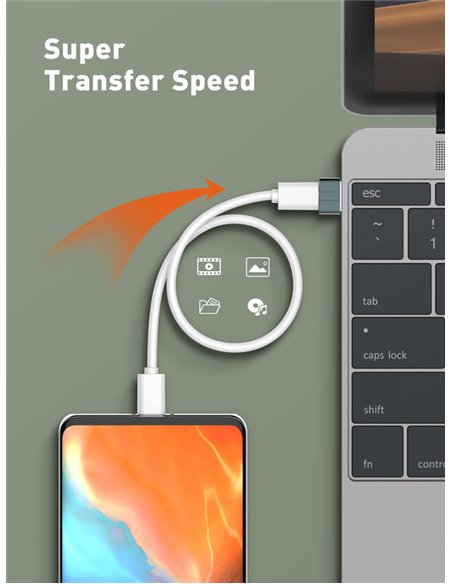LDNIO αντάπτορας USB σε USB-C LC150, αρσενικό σε θηλυκό, γκρι