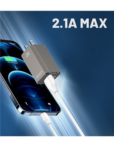 LDNIO καλώδιο Lightning σε USB LS372, 2.1A, 2m, λευκό