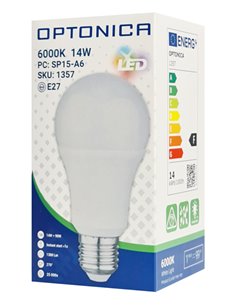 OPTONICA LED λάμπα A60 1357, 14W, 6000K, E27, 1380lm