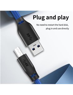 CABLETIME καλώδιο USB σε USB Type B CT-C160-U3-AMBM, 5Gbps, 2m, μπλε