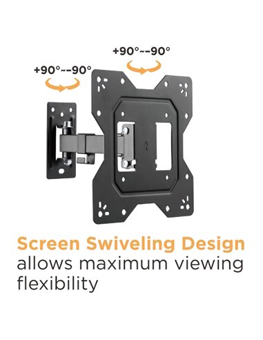 POWERTECH επιτοίχια βάση τηλεόρασης PT-1128, 23-43", έως 30kg, full motion