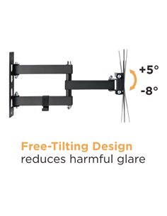 POWERTECH επιτοίχια βάση τηλεόρασης PT-1129, 23-43", έως 30kg, full motion