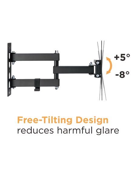 POWERTECH επιτοίχια βάση τηλεόρασης PT-1129, 23-43", έως 30kg, full motion