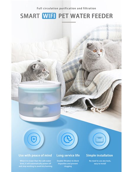 BRUNO smart ποτίστρα για κατοικίδια BRN-0150 αυτόματη, WiFi, 2.5L, λευκή