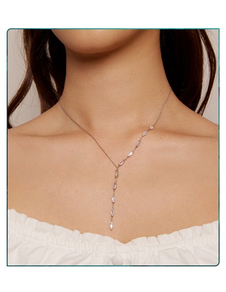 BAMOER κολιέ BSN330 με κυβική ζιρκόνια, ασήμι 925, ασημί