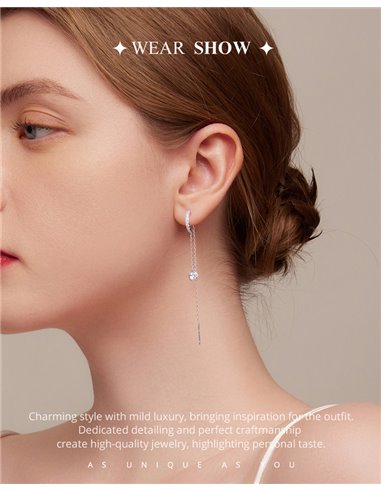 BAMOER σκουλαρίκια κρεμαστά BSE830 με κυβική ζιρκόνια, ασήμι 925, ασημί