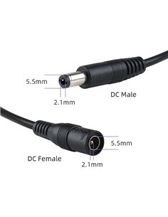 POWERTECH καλώδιο επέκτασης DC CAB-P030, 5.5 x 2.1mm, 10m, μαύρο