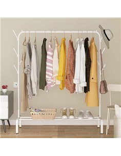 Κρεμάστρα δαπέδου HUH-0127, μεταλλική, 110x40x150cm, λευκή