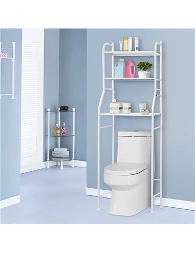 Ραφιέρα μπάνιου HUH-0134 με 3 ράφια, μεταλλική, 48x25x153cm, λευκή