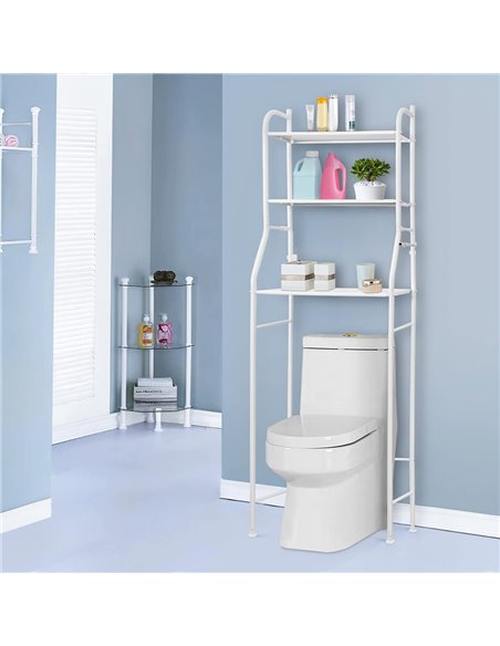 Ραφιέρα μπάνιου HUH-0134 με 3 ράφια, μεταλλική, 48x25x153cm, λευκή