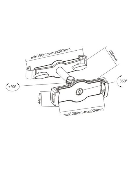 BRATECK βάση αυτοκινήτου PAD28-03 για tablet/smartphone 4.7-12.9", μαύρη