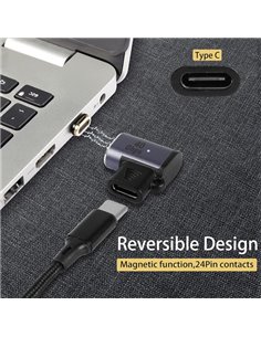 POWERTECH αντάπτορας USB-C PTH-107, μαγνητικός, 100W, 40Gbps, γκρι