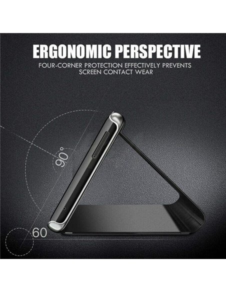 POWERTECH θήκη Clear view MOB-1863 για Samsung Galaxy A24, μαύρη