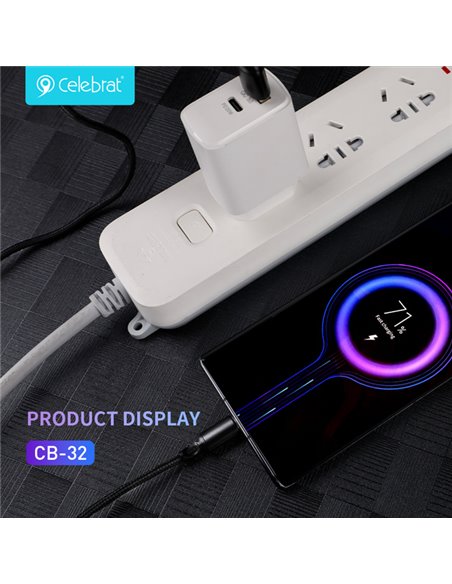 CELEBRAT καλώδιο USB-C σε USB CB-32, 3A, 1m, μαύρο