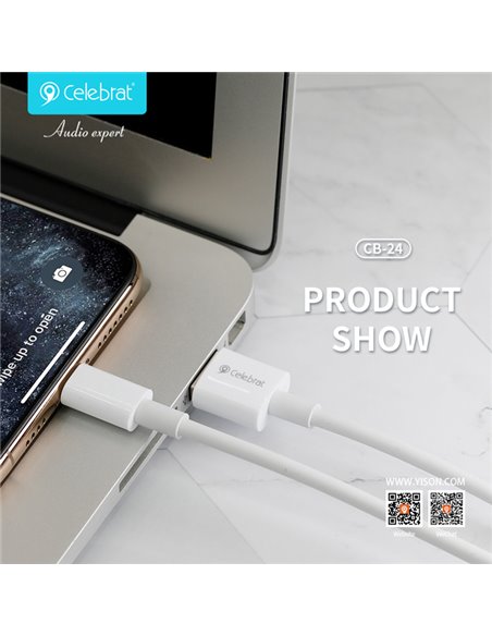 CELEBRAT καλώδιο Lightning σε USB CB-24L, 2.4A, 1.2m, λευκό