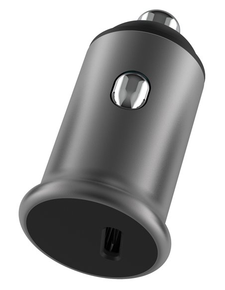 POWERTECH φορτιστής αυτοκινήτου PT-1147, USB-C, 30W PD, γκρι
