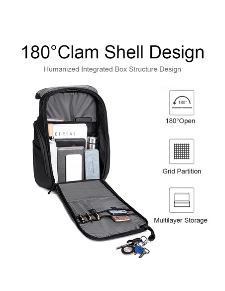 ARCTIC HUNTER τσάντα πλάτης B00558 με θήκη laptop 15.6", 24L, USB, μαύρη