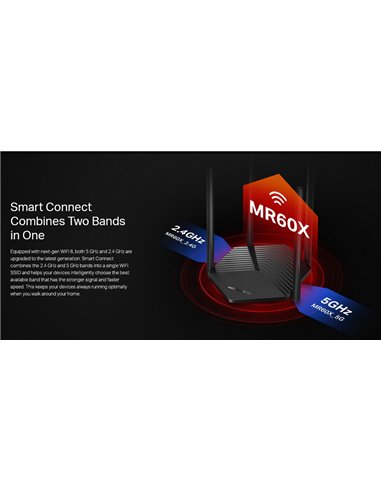 MERCUSYS router MR60X, Wi-Fi 6, 1500Mbps AX1500, Dual Band, Ver. 2.0