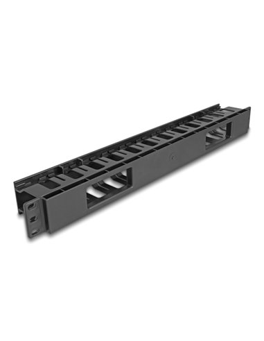DELOCK cable management 67021 για rack 19"/1U, 2 ανοίγματα, πλαστικό, μαύρο