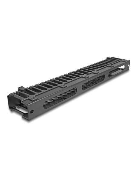 DELOCK cable management 67022 για rack 19"/1U, 3 ανοίγματα, μεταλλικό/πλαστικό, μαύρο
