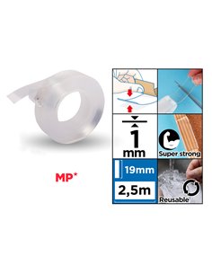 MP κολλητική ταινία διπλής όψεως PA524-02, nano gel, 19mm x 2.5m, διάφανη